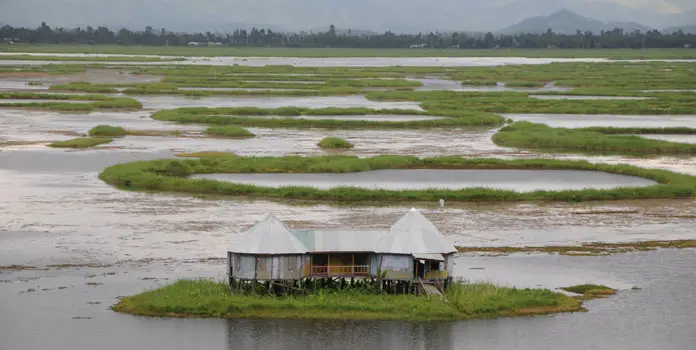 A floating house in Loktak Lake